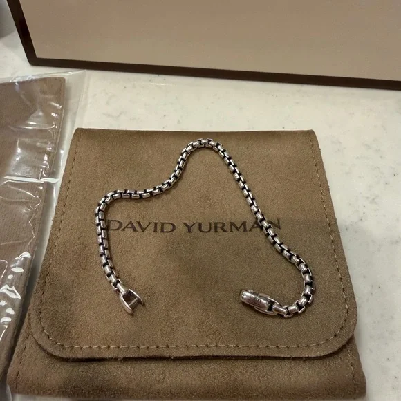 David Yurman 3.6mm Sterling Silver Box Chain Bracelet – Size Small - Picture 2 of 3